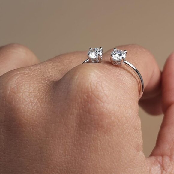 14Kt Gold 0.60 Ct 2 Stones Lab Grown Diamond Ring - Picture 3 of 5